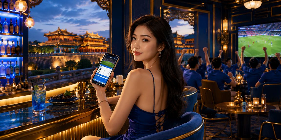 Không khí đặt cược sôi nổi tại khu phố cổ Huế trong buổi tối với thiết bị di động hiện đại