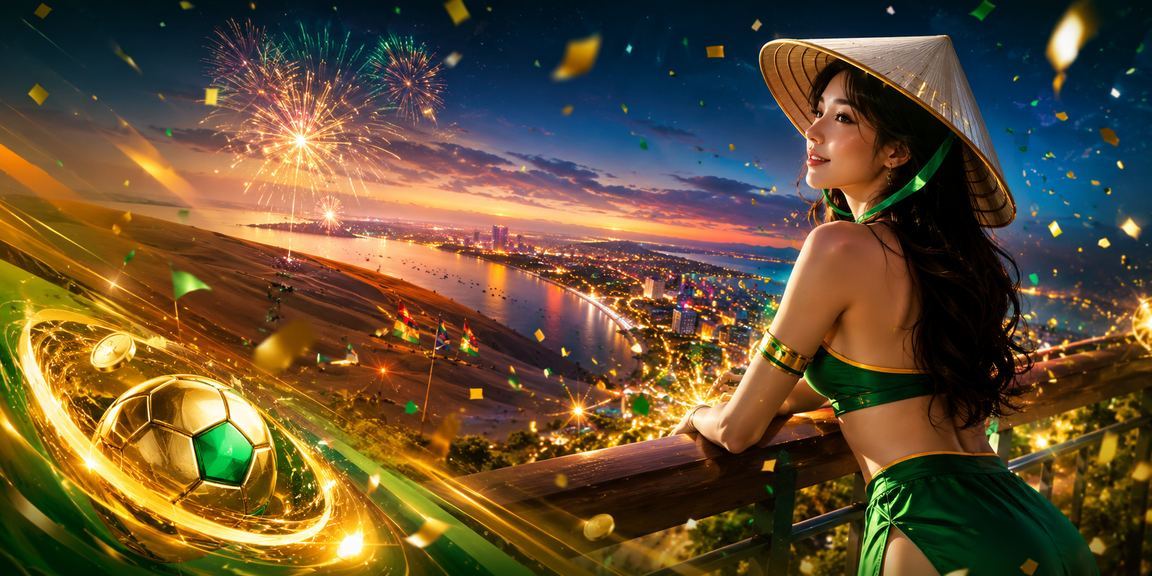 Khung cảnh nghỉ dưỡng Mũi Né với hình ảnh nón lá truyền thống và không khí cá cược thư giãn