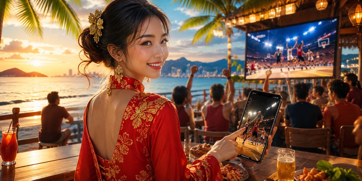 Không khí sòng bài trực tuyến tại Việt Nam với các bàn casino sang trọng và người chơi